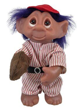 Vintage Thomas Dam Baseball Troll Doll 1977 Denmark Retro Kitsch Sports Collecti